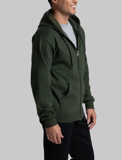 FRUIT OF THE LOOM EVERSOFT FLEECE FULL ZIP HOODIE SWEATSHIRT